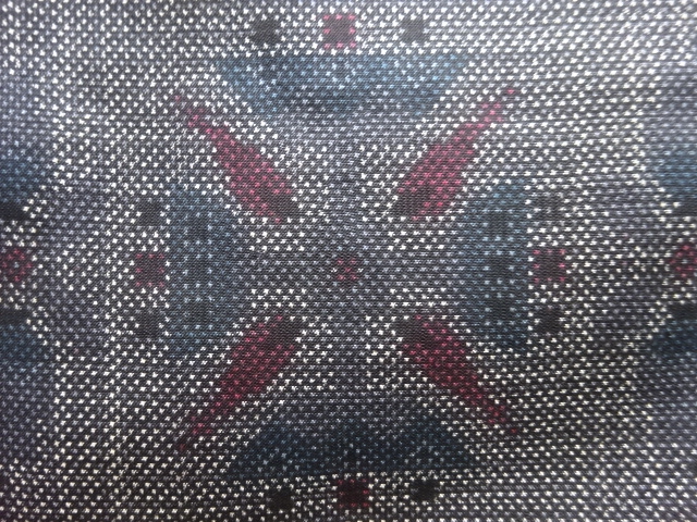 JAPANESE KIMONO / ANTIQUE KIMONO / SILK / DORO OSHIMA TSUMUGI (5 maruki) / WOVEN ABSTRACT PATTERN